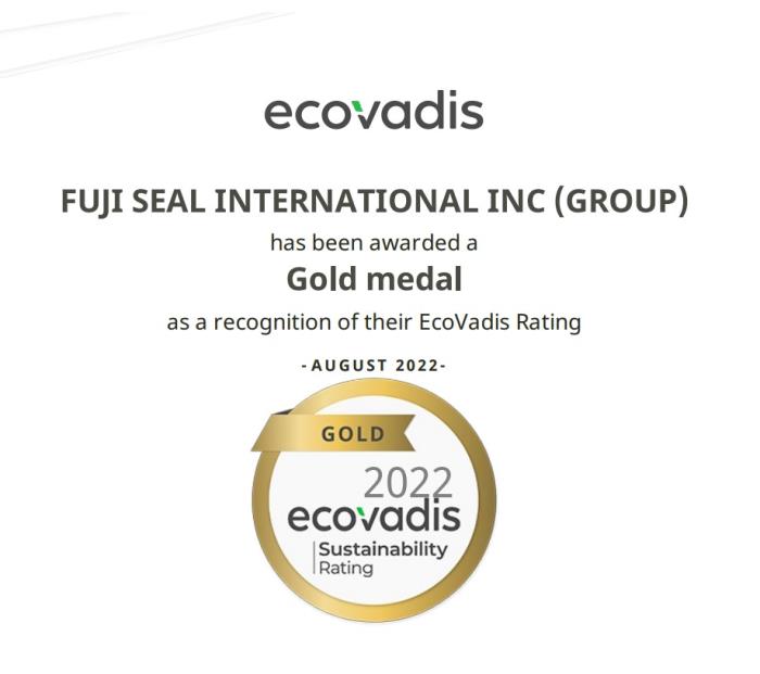 Fuji Seal Group Receives "Gold" Rating in EcoVadis Sustainability Survey